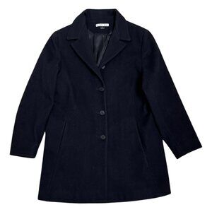 JASON KOLE Black Wool Vintage 90s Luxury Designer Pea Coat Trench Womens Large